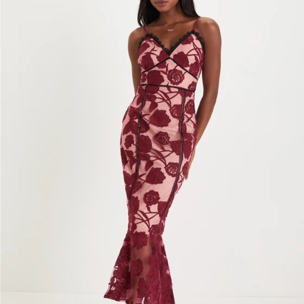 Lulu's Burgundy Midi Dress